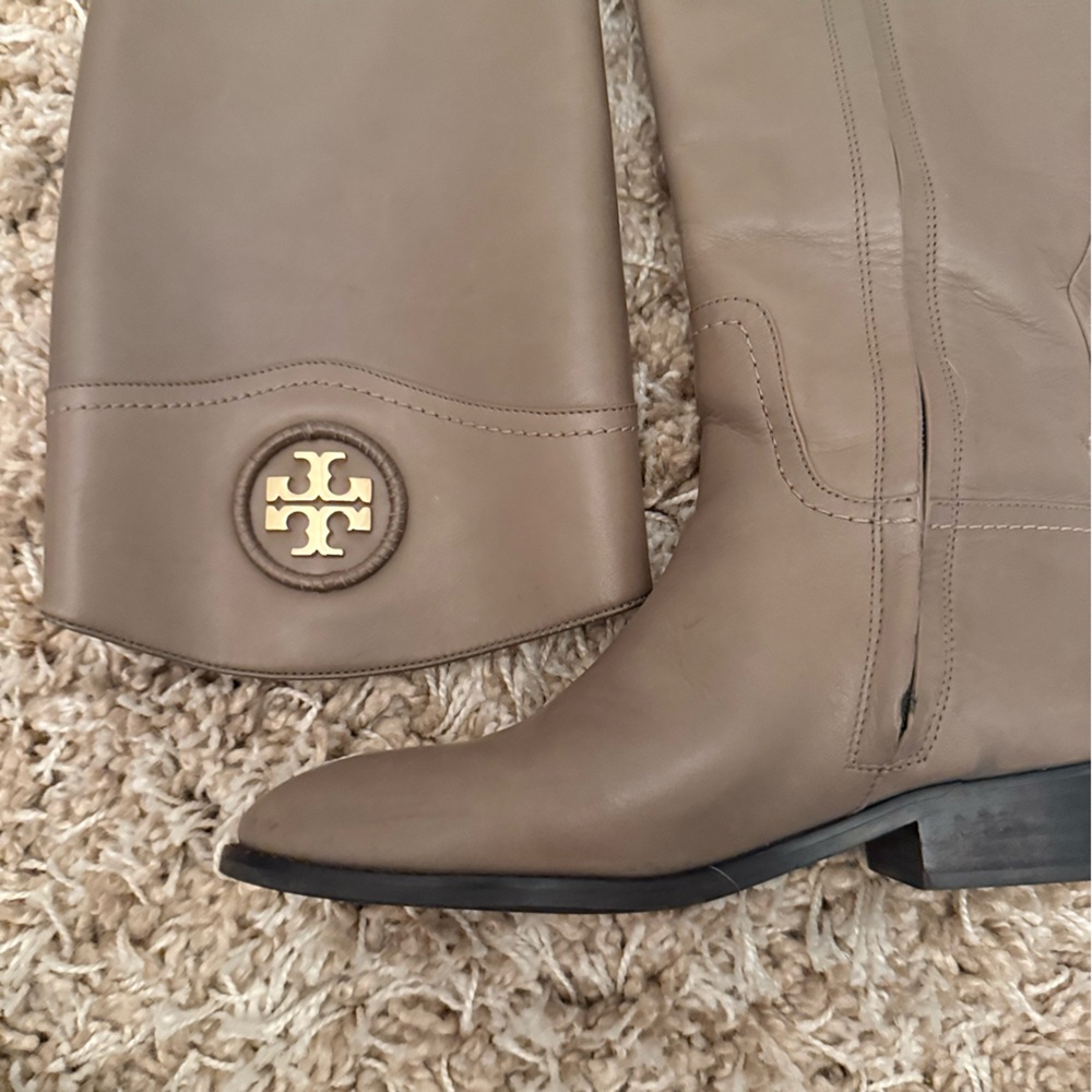 TORY BURCH ASHLYNN RIDING BOOT PORCINI US Women’s Size 6 Tall Boot w/ Box - Picture 14 of 16